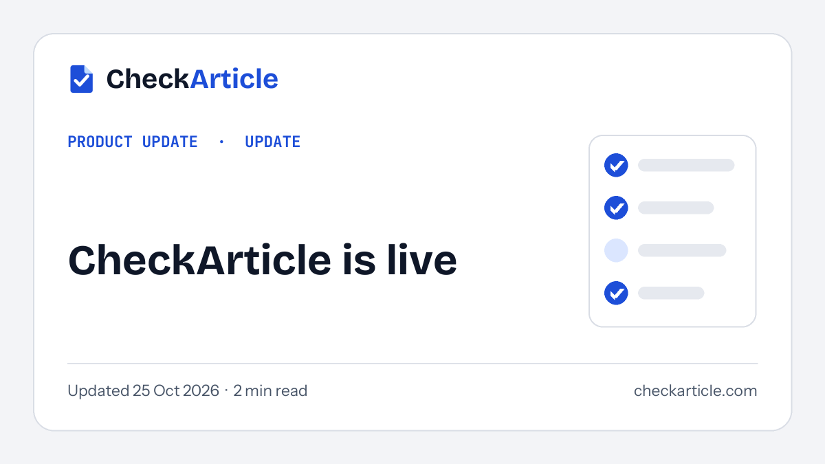 CheckArticle is live
